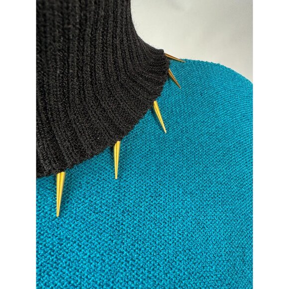 Vintage Steve Fabrikant Neiman Marcus Wool & Rayon Medium Sweater Dress With Geo - Picture 2 of 16